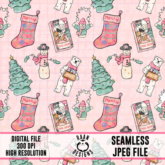 Pink 90’s Christmas-Seamless Pattern