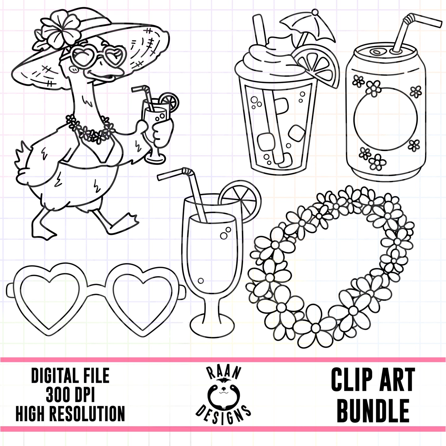 Springbreak Outline-Clipart Bundle