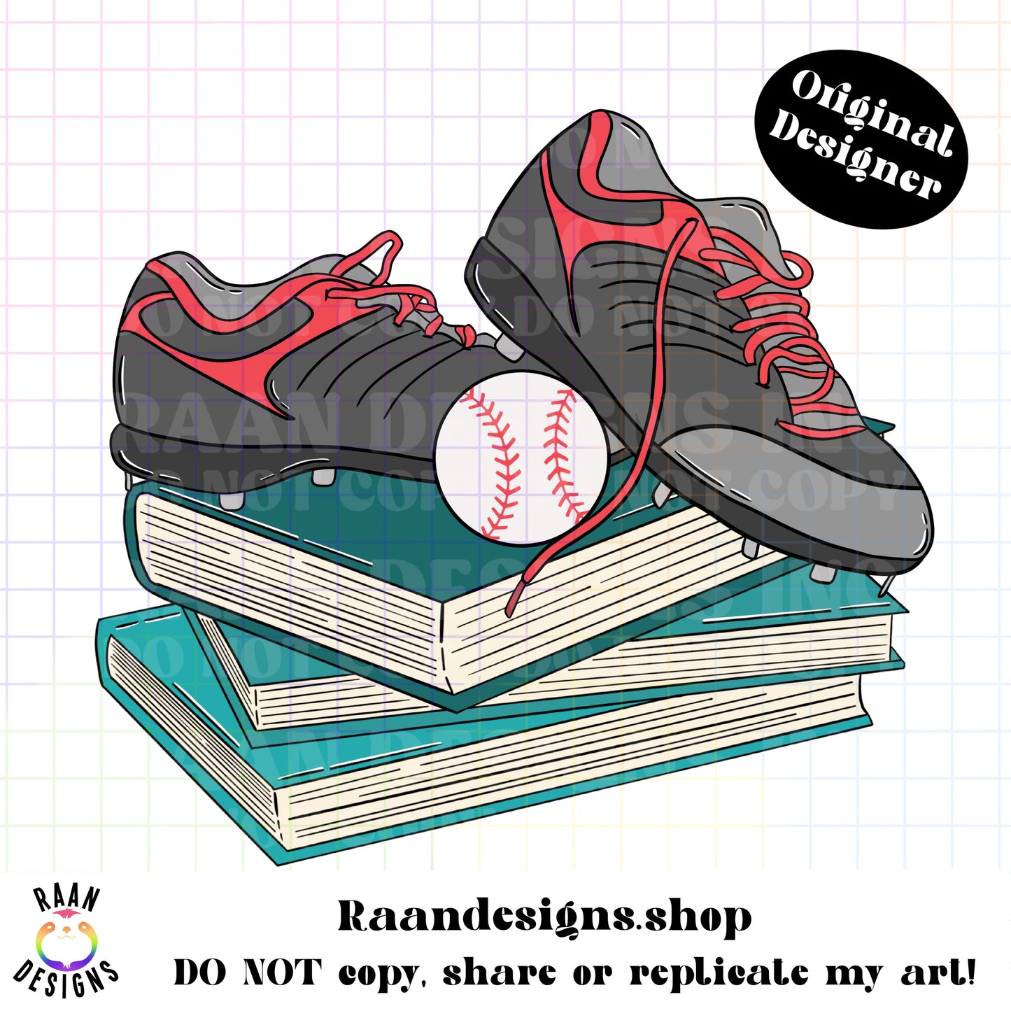 Baseball Cleets On Books-Color