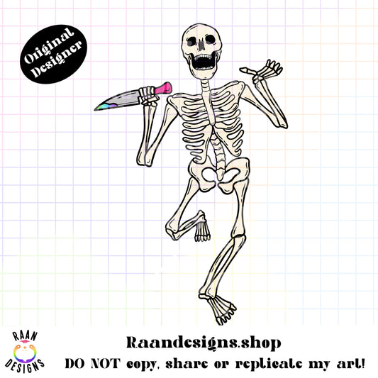 Skelly Running With Knife-Color