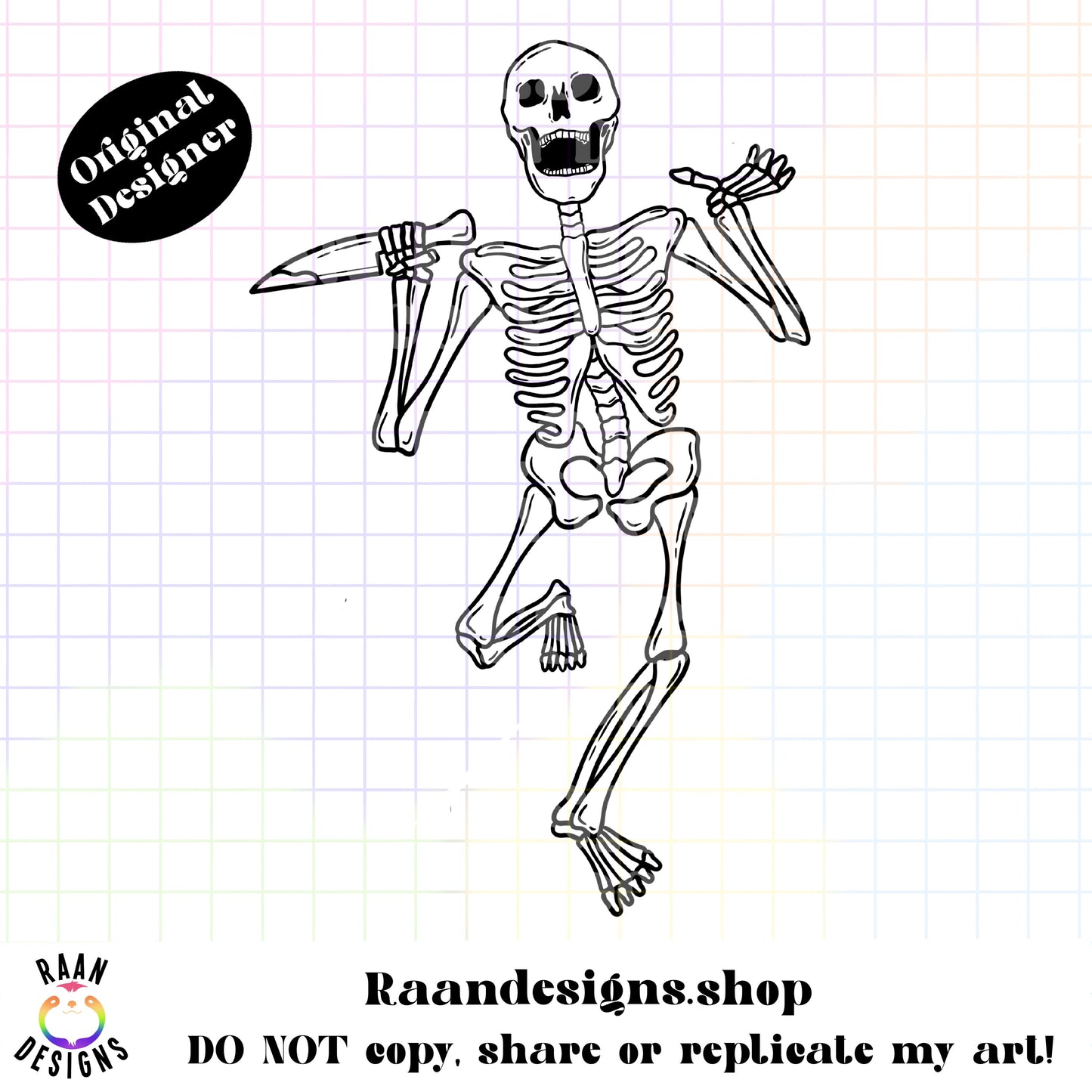 Skelly Running With Knife