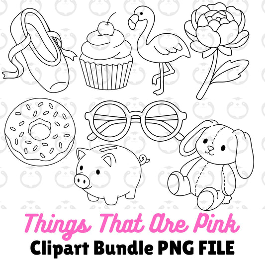 Things That Are Pink Outline-Clipart Bundle