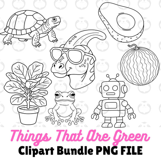 Things That Are Green Outline-Clipart Bundle