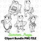 Summer Frogs Outlines-Clipart Bundle