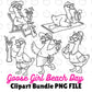 Goose Girl Beach Day Outlines-Clipart Bundle