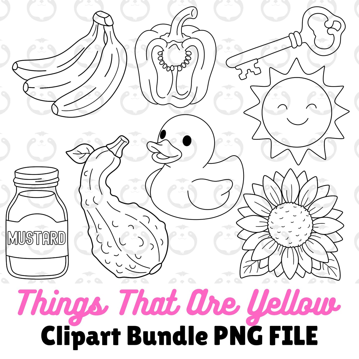 Things That Are Yellow Outline-Clipart Bundle