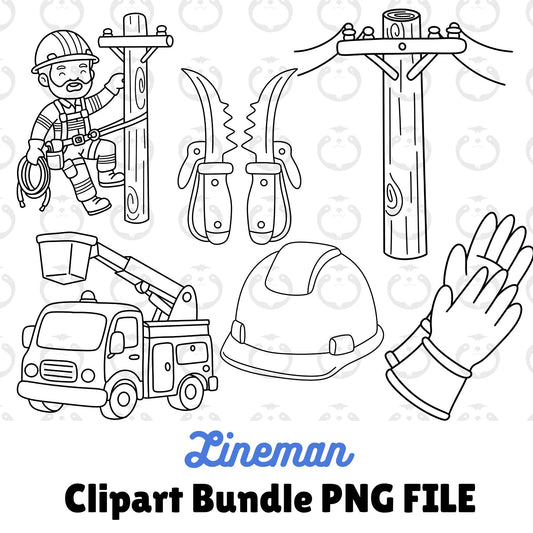 Lineman Outlines-Clipart Bundle
