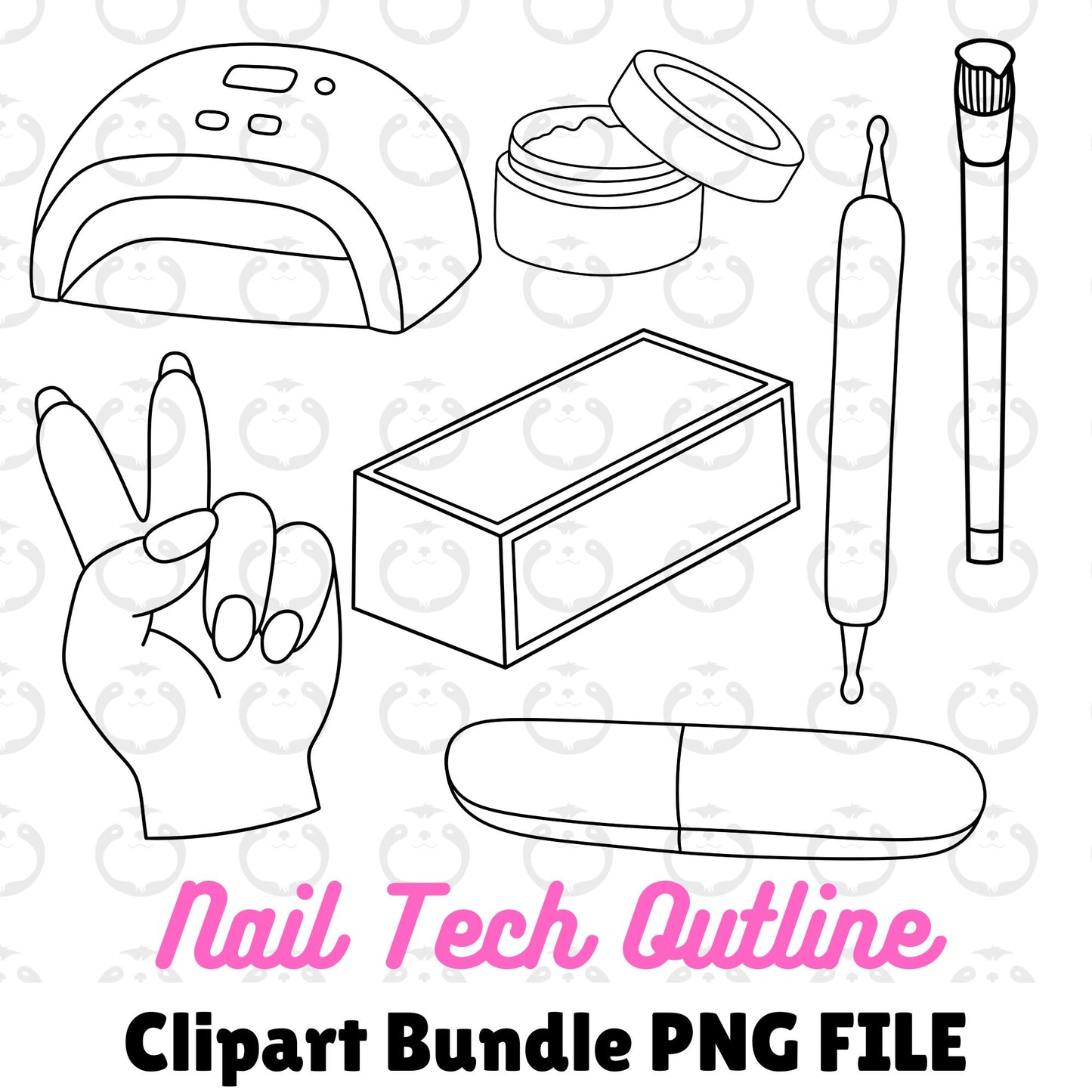 Nail Tech Outlines-Clipart Bundle