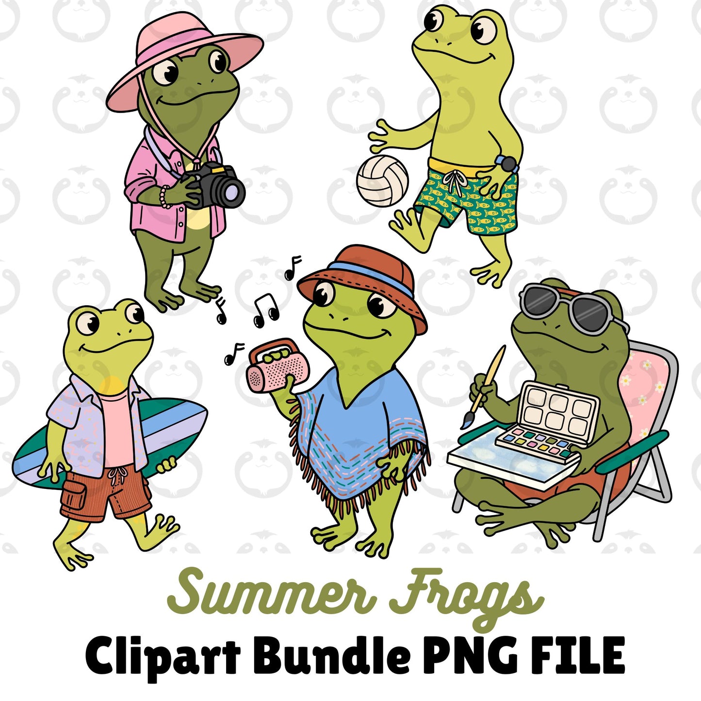 Summer Frog-Clipart Bundle