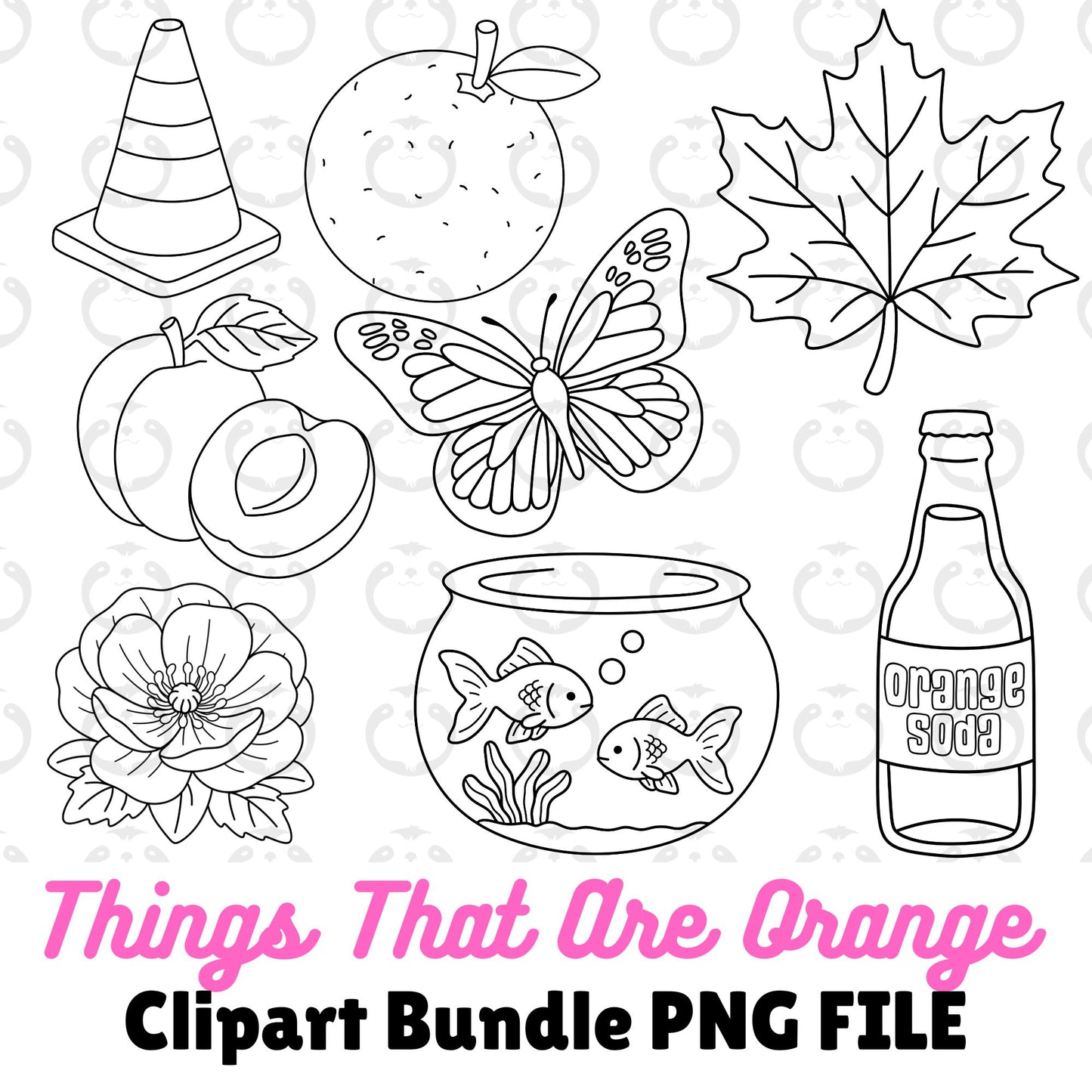 Things That Are Orange Outline-Clipart Bundle