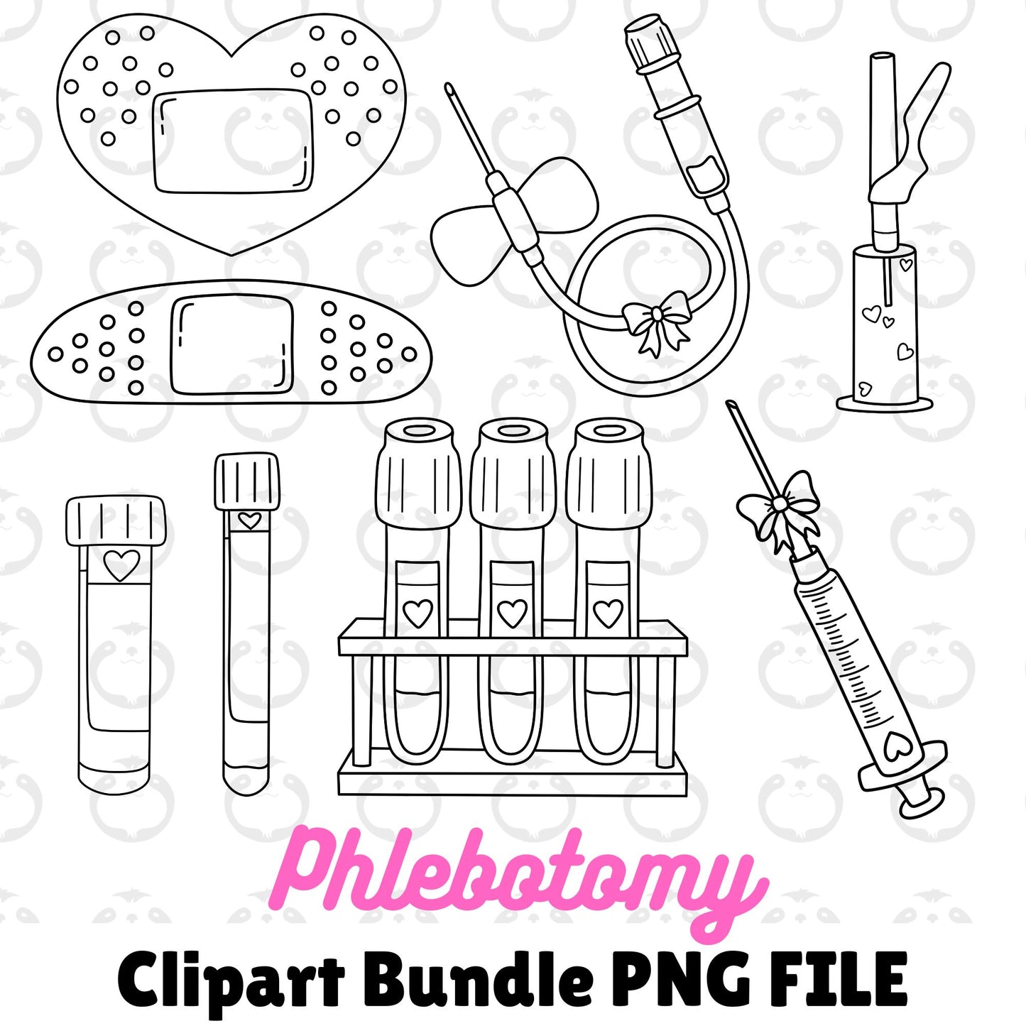 Phlebotomy Outline-Clipart Bundle