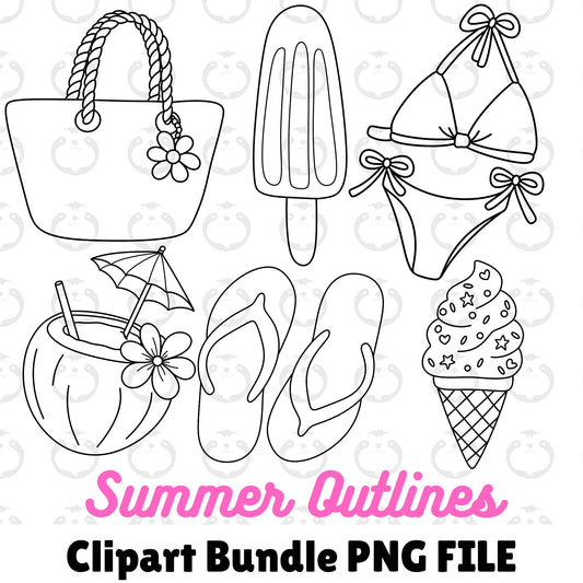Summer Outlines-Clipart Bundle