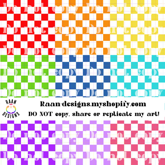 Multi Color Checkered Pattern-Set-Seamless