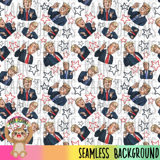 Trump and Stars Seamless Background