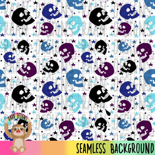 Skeletons and Stars Seamless Background
