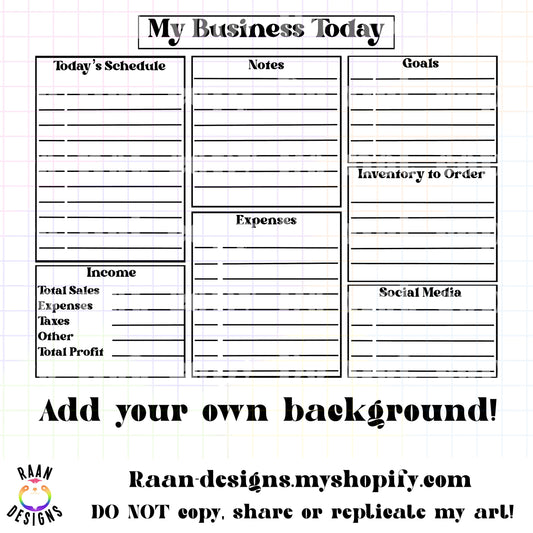 My Business Today- Planner Page