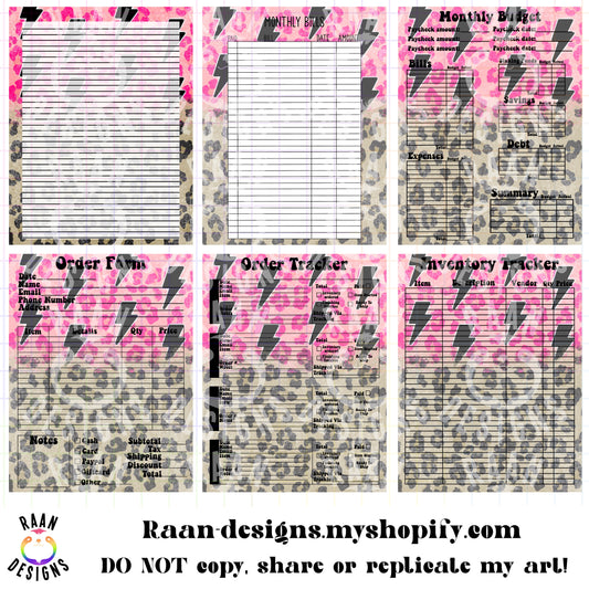 Ombre pink Leopard Printable Business Forms